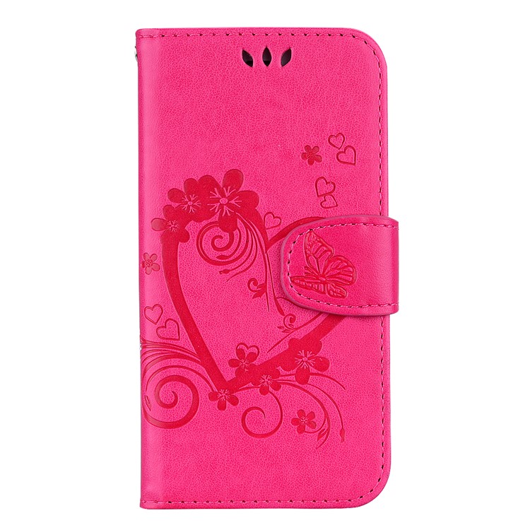 

Imprint Heart Flower Wallet Leather Stand Phone Cover for Samsung Galaxy Note9 N960 - Rose