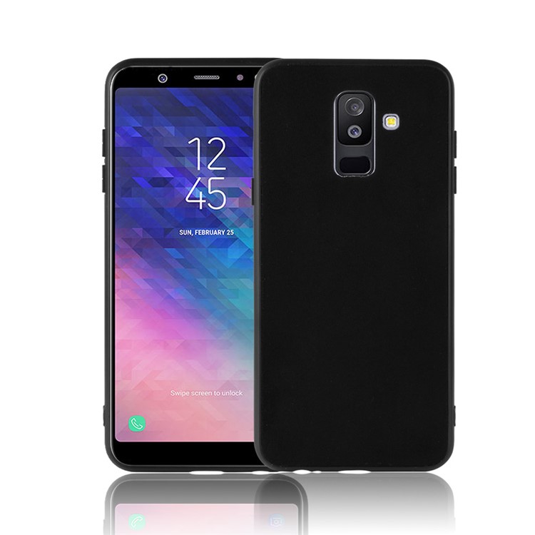 Retro Velvet Cloth Coated PC + TPU Hybrid Casing for Samsung Galaxy A6+ (2018) / A9 Star Lite - Black-1