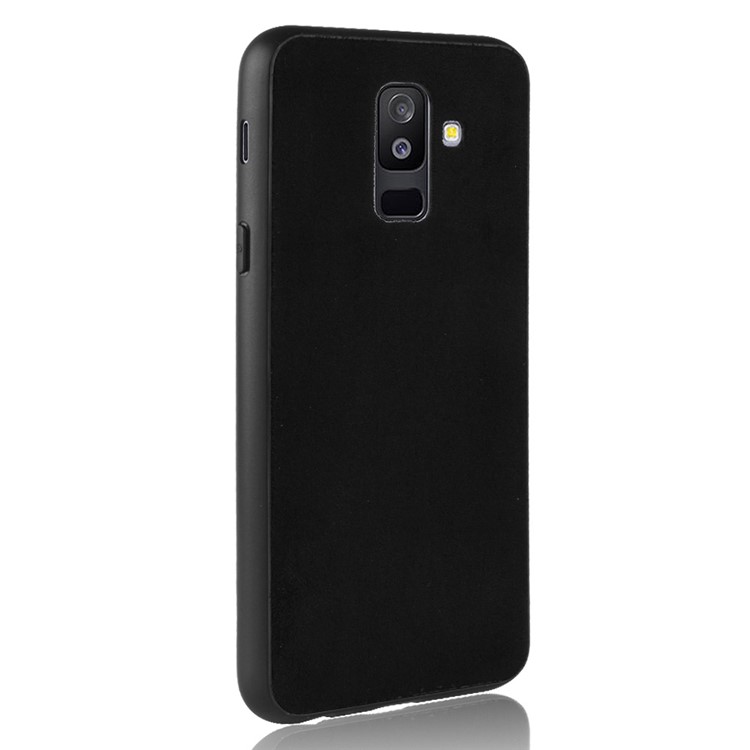 Retro Velvet Cloth Coated PC + TPU Hybrid Casing for Samsung Galaxy A6+ (2018) / A9 Star Lite - Black-3