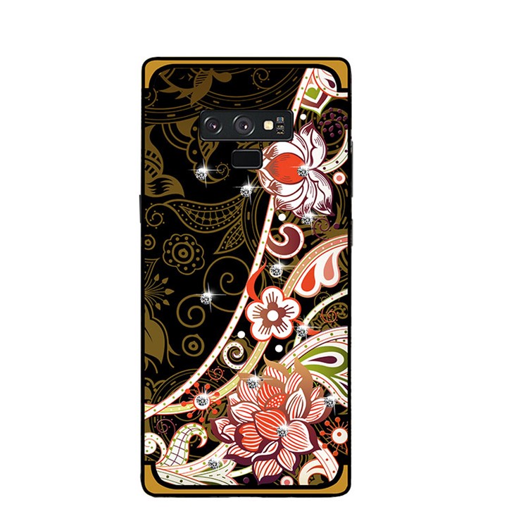 NXE Unique Series Flower Pattern Printing Rhinestone Decorated Soft TPU Case for Samsung Galaxy Note9 N960 - Yellow-2