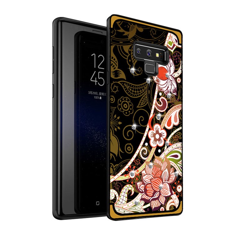 NXE Unique Series Flower Pattern Printing Rhinestone Decorated Soft TPU Case for Samsung Galaxy Note9 N960 - Yellow-4