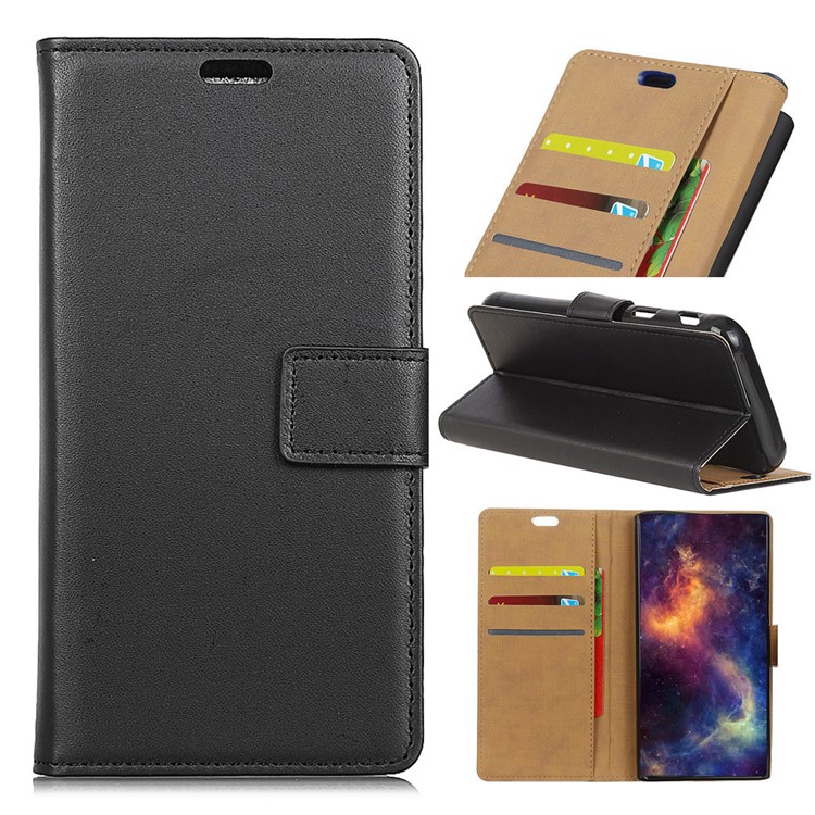 Wallet Stand Flip PU Leather Mobile Phone Case for Samsung Galaxy J4+ - Black-1