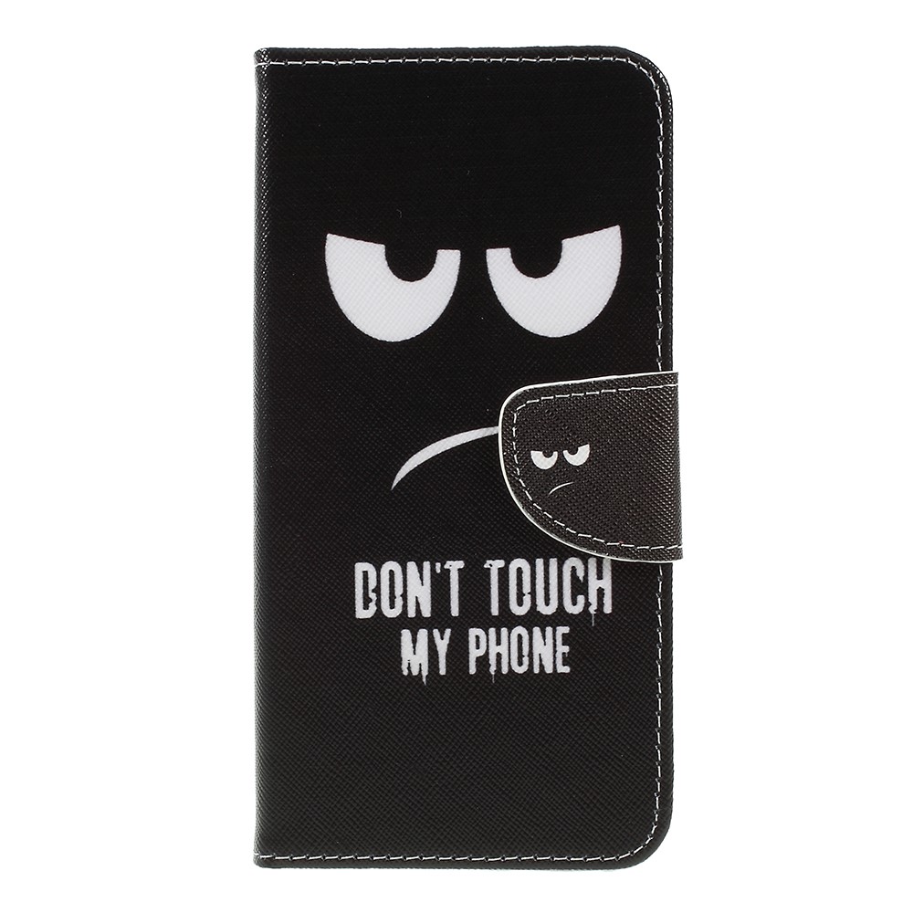 Cruz Textura Carteira De Couro Estampado Carteira Para Samsung Galaxy A7 (2018) - Não Toque No Meu Telefone-1