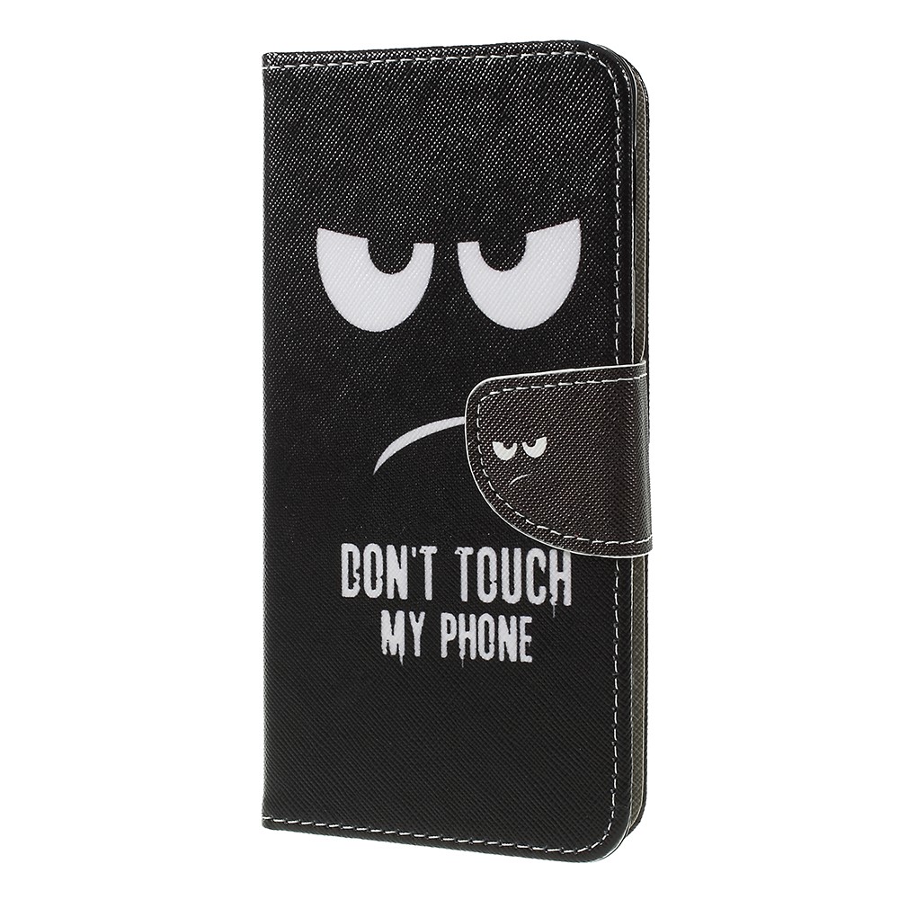 Cruz Textura Carteira De Couro Estampado Carteira Para Samsung Galaxy A7 (2018) - Não Toque No Meu Telefone-2