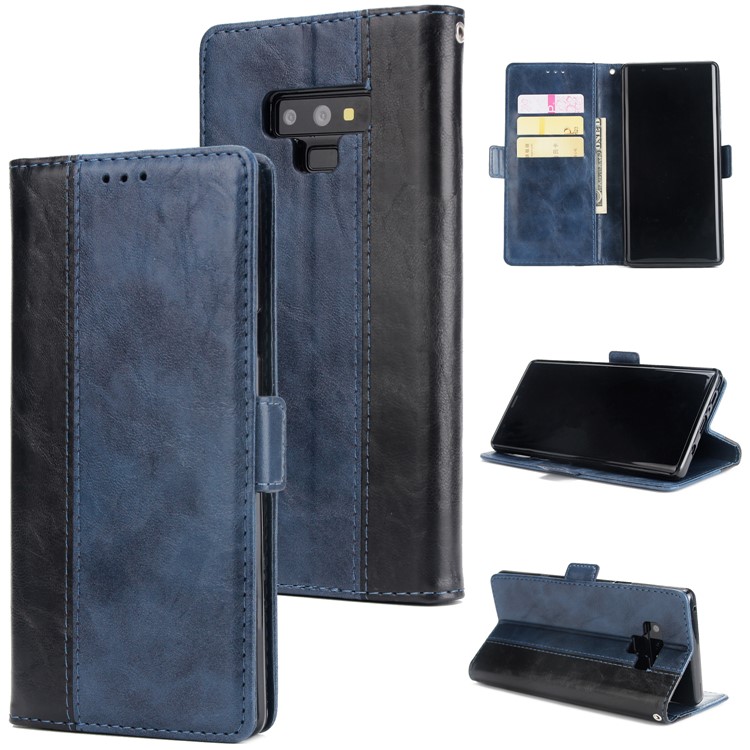 

Retro Contrast Color Wallet Stand Leather Shell for Samsung Galaxy Note9 N960 - Blue, Galaxy Note9