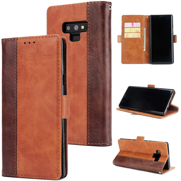 

Retro Contrast Color Wallet Stand Leather Protective Casing for Samsung Galaxy Note9 N960 - Brown, Galaxy Note9
