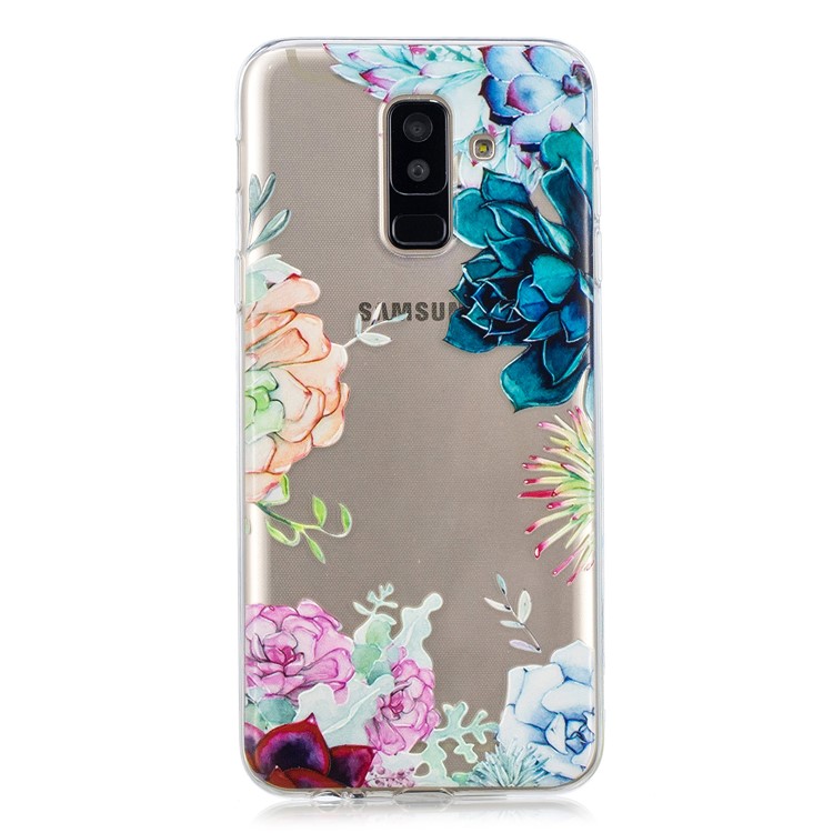 Pattern Printing Embossment Flexible TPU Case for Samsung Galaxy A6+ (2018) - Flowers Pattern-2