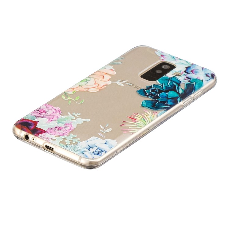 Pattern Printing Embossment Flexible TPU Case for Samsung Galaxy A6+ (2018) - Flowers Pattern-3