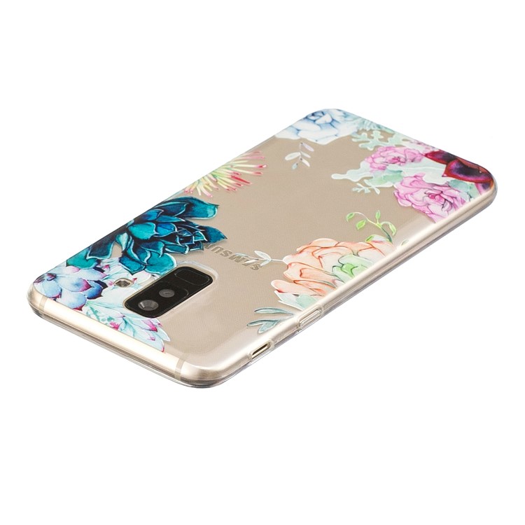 Pattern Printing Embossment Flexible TPU Case for Samsung Galaxy A6+ (2018) - Flowers Pattern-4