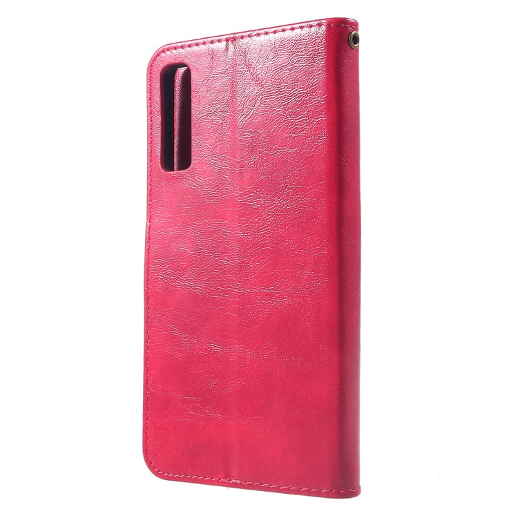 Premium Vintage PU Leather Wallet Mobile Case with Stand for Samsung Galaxy A7 (2018) - Red-2