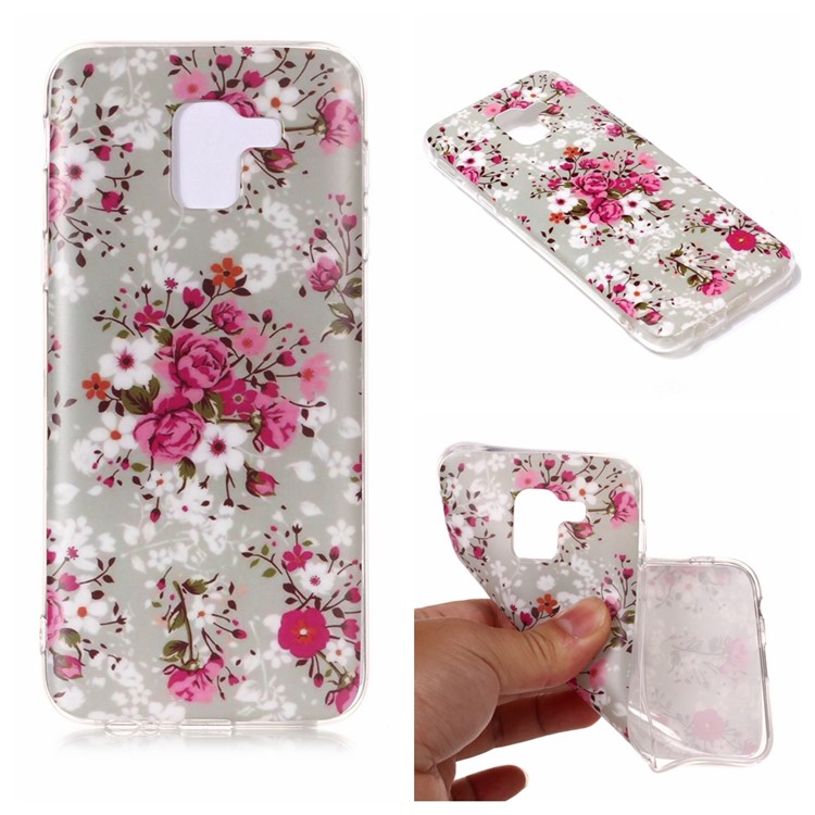 

For Samsung Galaxy J6 (2018) Pattern Printing IMD Frosted TPU Mobile Shell - Flower, Galaxy J6 (2018)