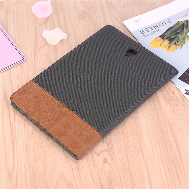 Bi-color Toothpick Texture Leather Wallet Smart Case for Samsung Galaxy Tab S4 10.5 T830 T835 - Black-9