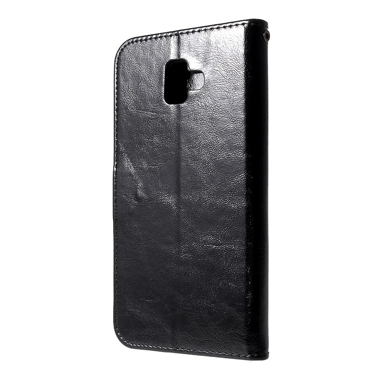 Retro Style PU Leather Folio Flip Cell Phone Casing for Samsung Galaxy J6+ / J6 Prime - Black-3