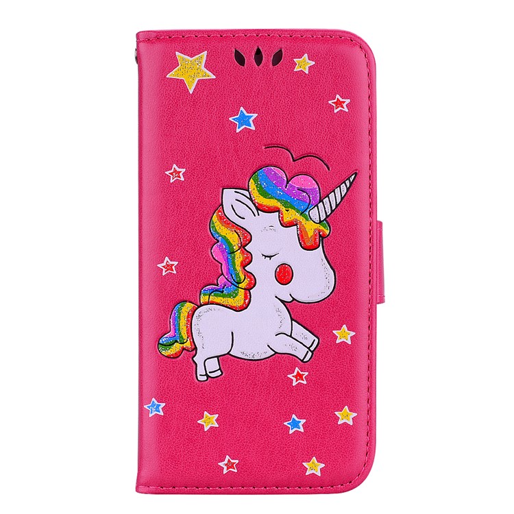 

Flash Powder Unicorn Imprint Flower Leather Wallet Flip Accessory Case with Stand for Samsung Galaxy A6 Plus (2018) - Rose, Galaxy A6+ (2018)