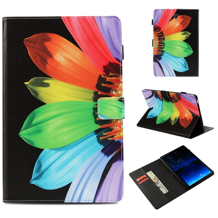 

Шаблон Печати Магнитный Кошелек Кожа Защитная Оболочка Для Samsung Galaxy Tab S4 10.5 T830 T835 - Половина Цветка, Galaxy Tab S4 10.5