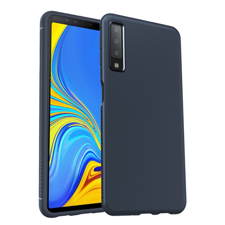 

LENUO Саржевая Текстура Корпус Сотового Телефона TPU Для Галактики Samsung A7 (2018) - Темно-синий, Galaxy A7 (2018)