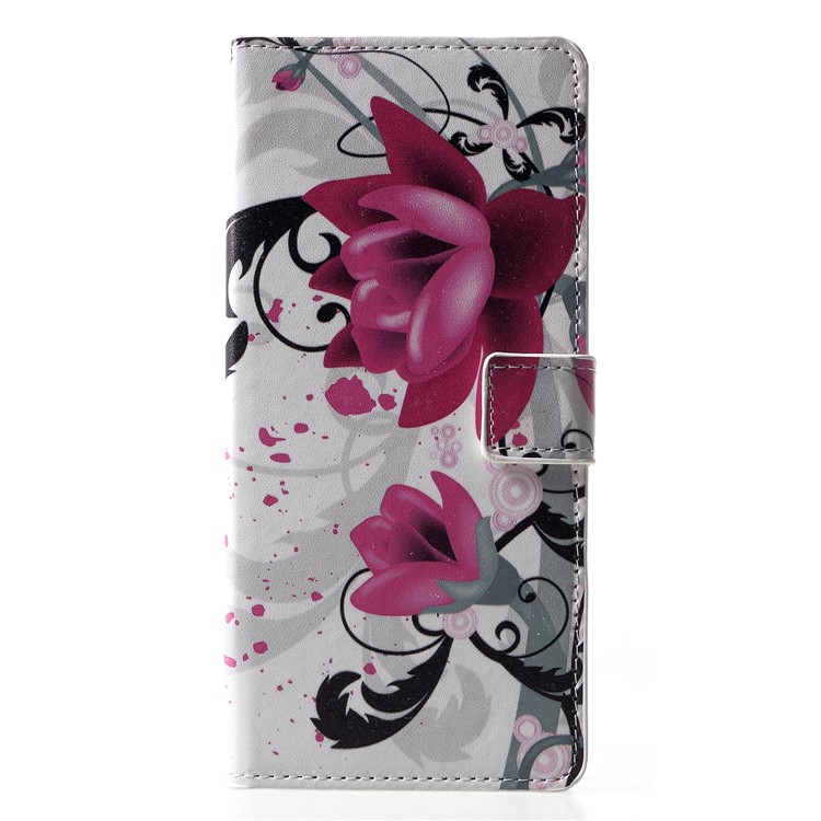 

Pattern Printing Wallet Leather Mobile Cover for Samsung Galaxy J6+/J6 Prime - Purple Flower, Galaxy J6+