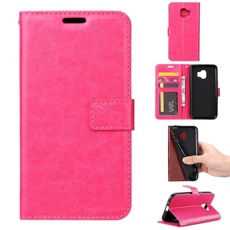 

Crazy Horse [Stand Wallet] Leather Phone Casing for Samsung Galaxy J2 Core - Rose, Galaxy J2 Core