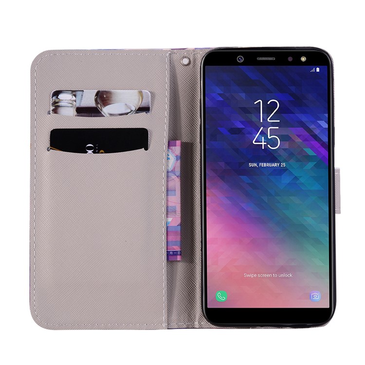 Light Spot Decor Pattern Printing Wallet Stand Leather Flip Case for Samsung Galaxy A6 (2018) - Dog-4