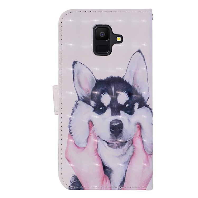 Light Spot Decor Pattern Printing Wallet Stand Leather Flip Case for Samsung Galaxy A6 (2018) - Dog-5