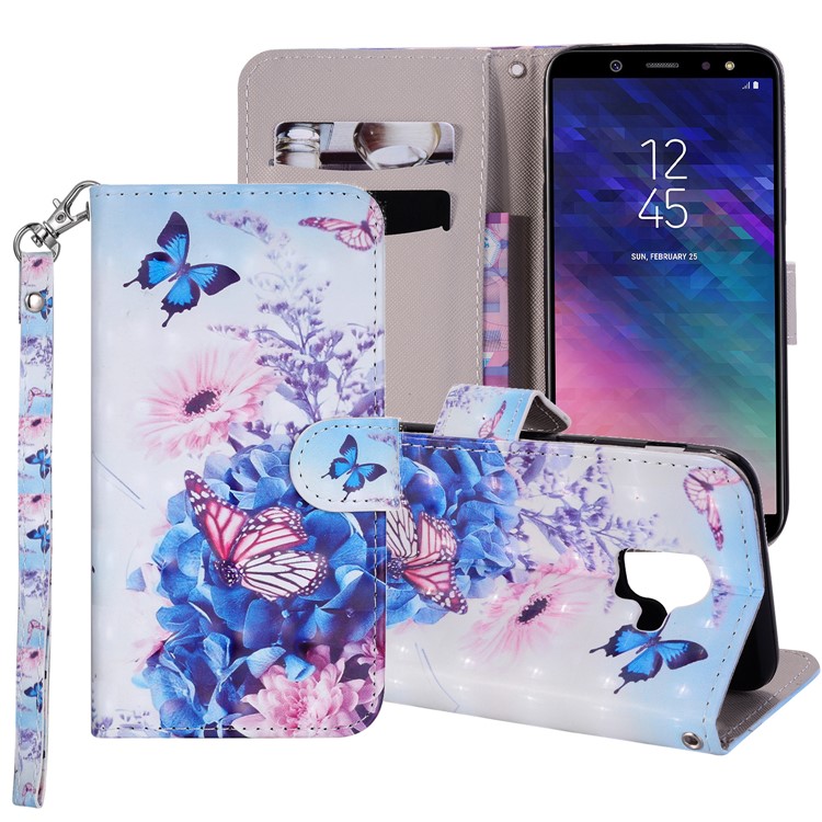 

Light Spot Decor Pattern Printing Wallet Stand Leather Flip Shell for Samsung Galaxy A6 (2018) - Butterfly and Flower, Galaxy A6 (2018)
