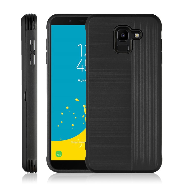 PC TPU Dual Layer Hybrid Case with Kickstand and Card Slot for Samsung Galaxy J6 (2018) - Black-3