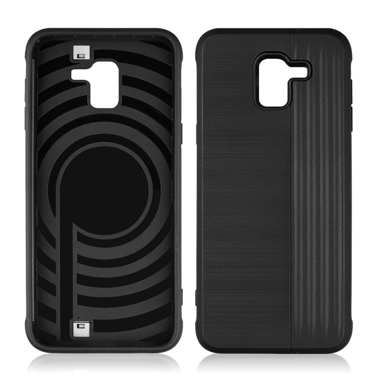 PC TPU Dual Layer Hybrid Case with Kickstand and Card Slot for Samsung Galaxy J6 (2018) - Black-4