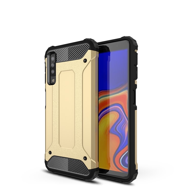 Гибридный пластик + защитная крышка корпуса tpu для галактики samsung a7 (2018) - золото