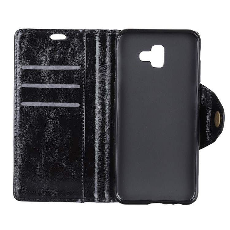 Wallet Leather Stand Case for Samsung Galaxy J6+ - Black-4