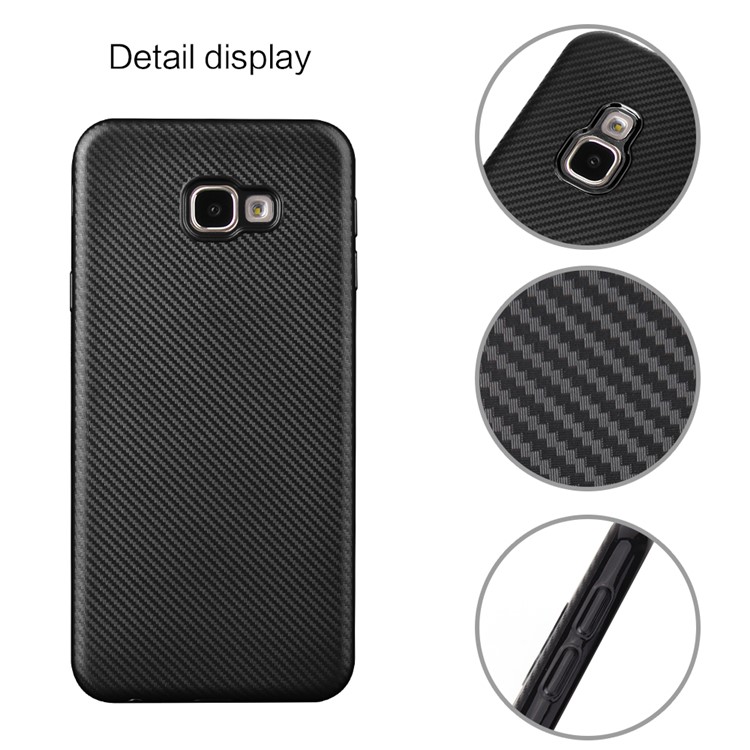 For Samsung Galaxy J4+ Carbon Fiber Texture Soft TPU Protection Cover - Black-3