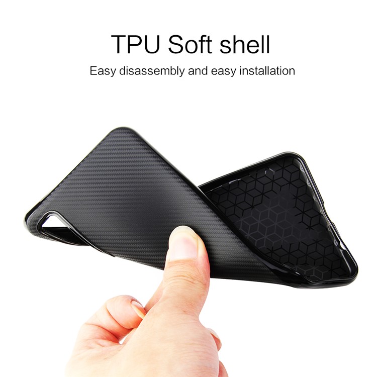 Carbon Fiber Texture Soft TPU Cell Phone Case for Samsung Galaxy A7 (2018) - Black-4