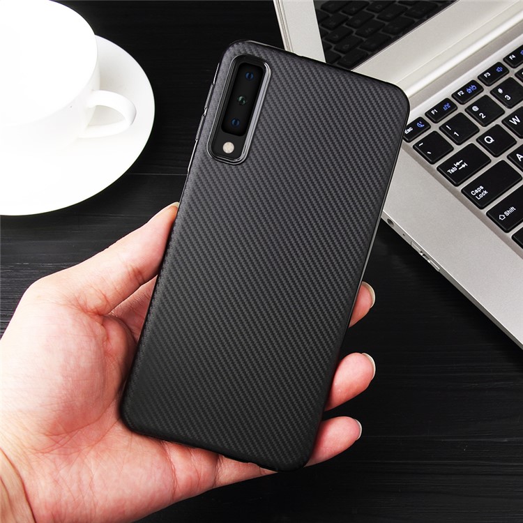 Carbon Fiber Texture Soft TPU Cell Phone Case for Samsung Galaxy A7 (2018) - Black-7