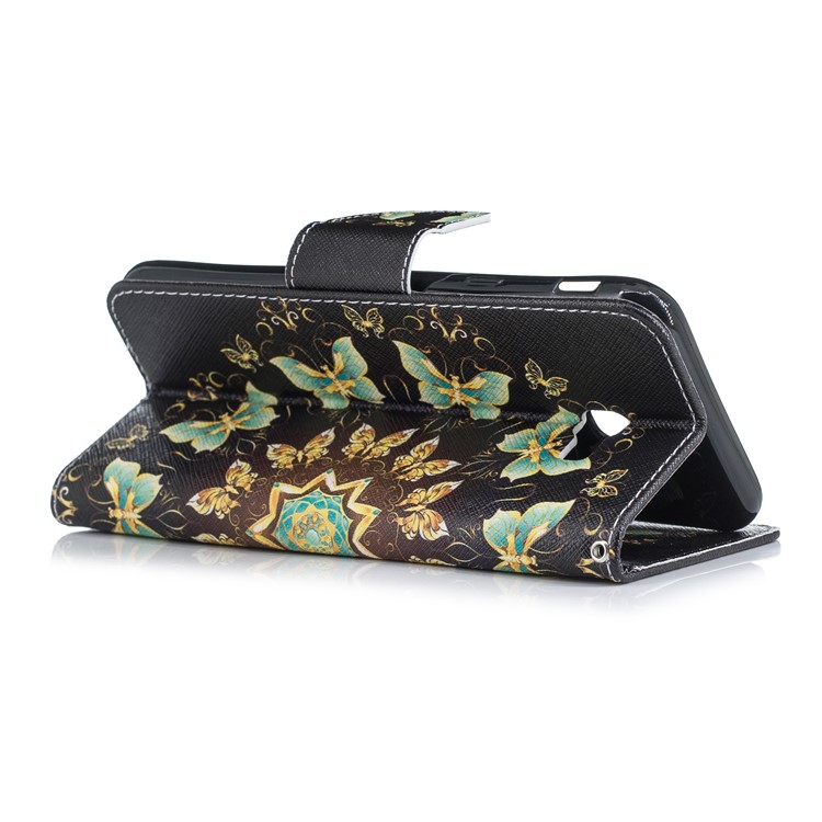 Gemusterte Leder Brieftasche Stehen Handytasche Für Samsung Galaxy J4 Plus / J4 Prime - Kolorierte Schmetterlinge-4