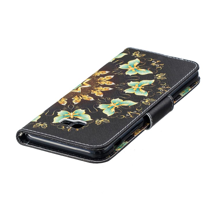 Gemusterte Leder Brieftasche Stehen Handytasche Für Samsung Galaxy J4 Plus / J4 Prime - Kolorierte Schmetterlinge-7