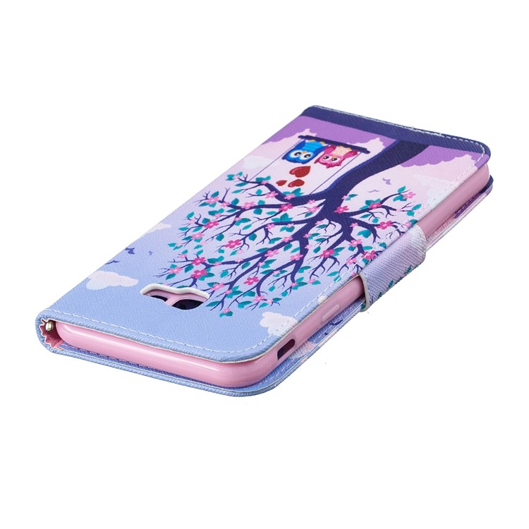 Pattern Printing PU Leather Magnetic Wallet Stand Mobile Phone Case for Samsung Galaxy J4 Plus / J4 Prime - Owls on Swing-7