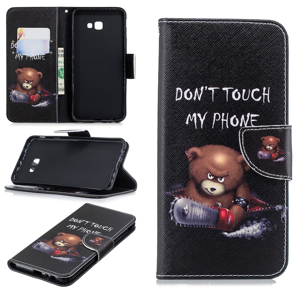 Padrão De Impressão PU Couro Proteção Celular Shell Para Samsung Galaxy J4 + / J4 Prime - Urso E Seus Avisos-1