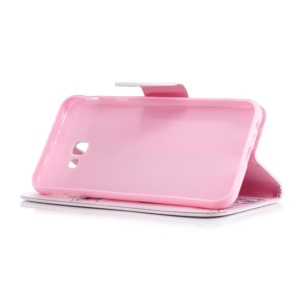 Padrão De Impressão PU Tampa Do Telefone De Couro Com Suporte Para Samsung Galaxy J4 Plus / J4 Prime - Girafa Usando Óculos-5