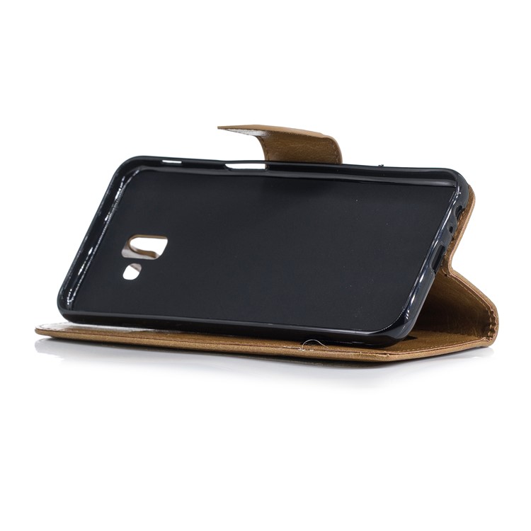 Imprinted Hello Panda PU Leather Mobile Phone Cover Shell with Card Slots for Samsung Galaxy J6 Plus / J6 Prime - Khaki-5