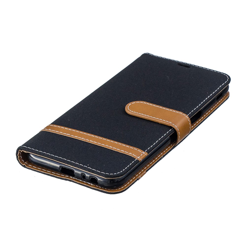 Two-tone Jean Cloth PU Leather Flip Case for Samsung Galaxy J6+ / J6 Prime - Black-6