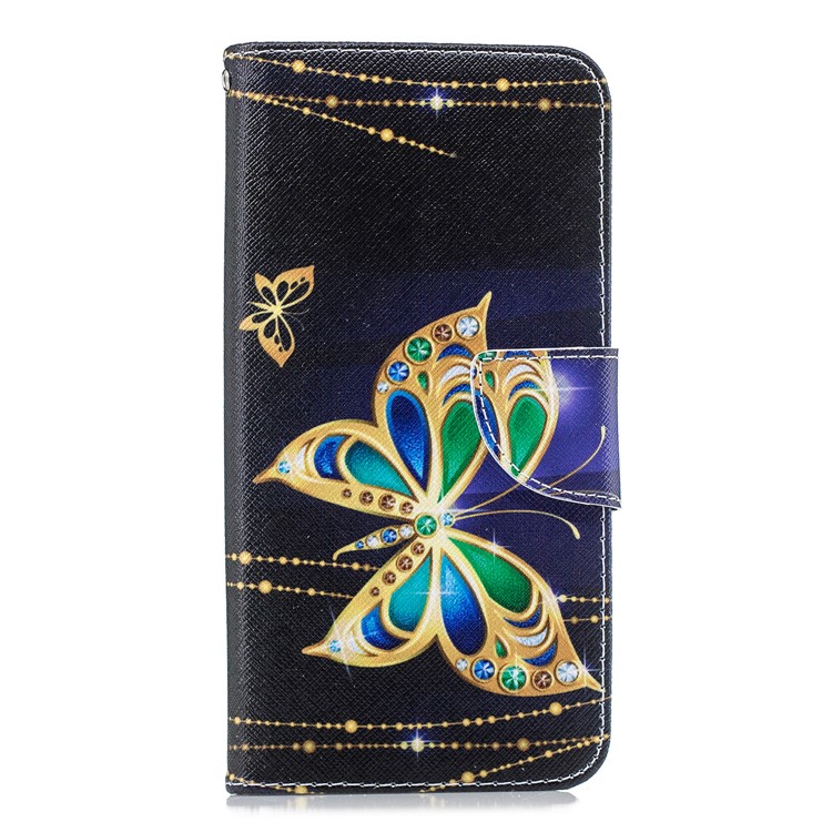 Pattern Printing Wallet Leather Folio Shell for Samsung Galaxy J6+ / J6 Prime - Rhinestone Decor Butterfly-2