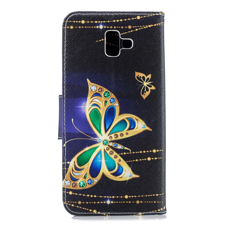 Pattern Printing Wallet Leather Folio Shell for Samsung Galaxy J6+ / J6 Prime - Rhinestone Decor Butterfly-3
