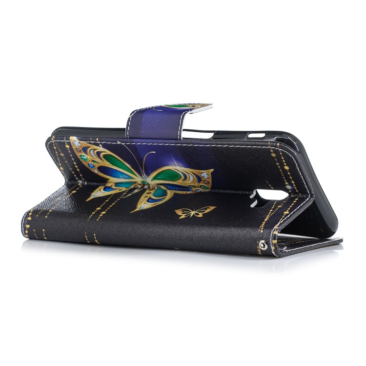 Pattern Printing Wallet Leather Folio Shell for Samsung Galaxy J6+ / J6 Prime - Rhinestone Decor Butterfly-4