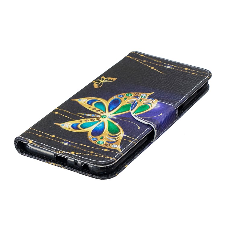 Pattern Printing Wallet Leather Folio Shell for Samsung Galaxy J6+ / J6 Prime - Rhinestone Decor Butterfly-6