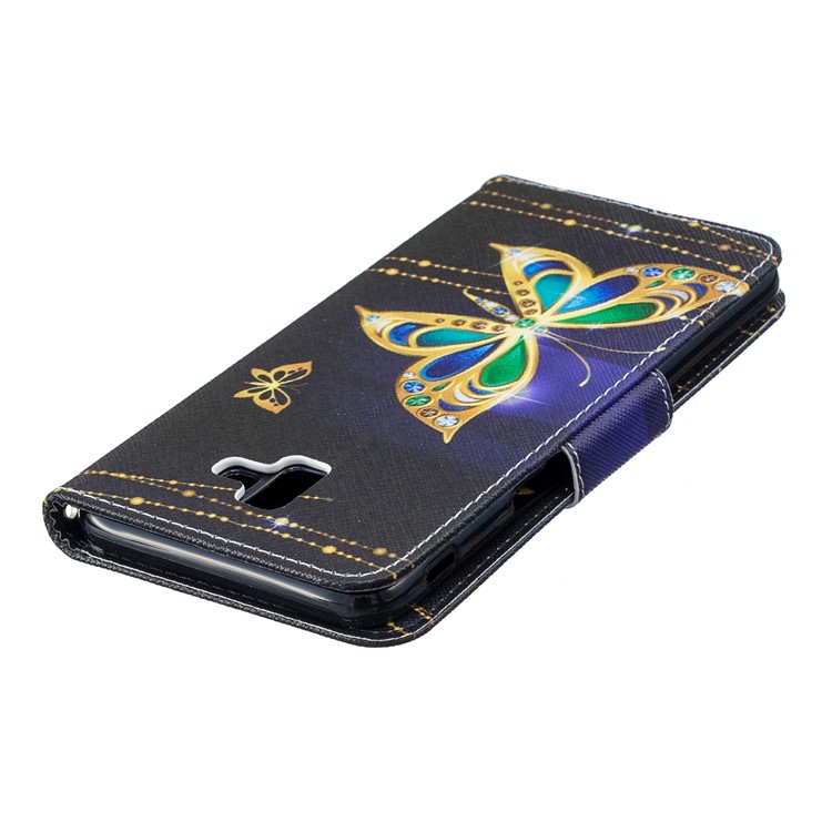 Pattern Printing Wallet Leather Folio Shell for Samsung Galaxy J6+ / J6 Prime - Rhinestone Decor Butterfly-7