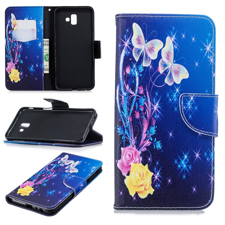 Patterned Wallet Leather Magnetic Case for Samsung Galaxy J6+ / J6 Prime - Crystal Butterfly-1