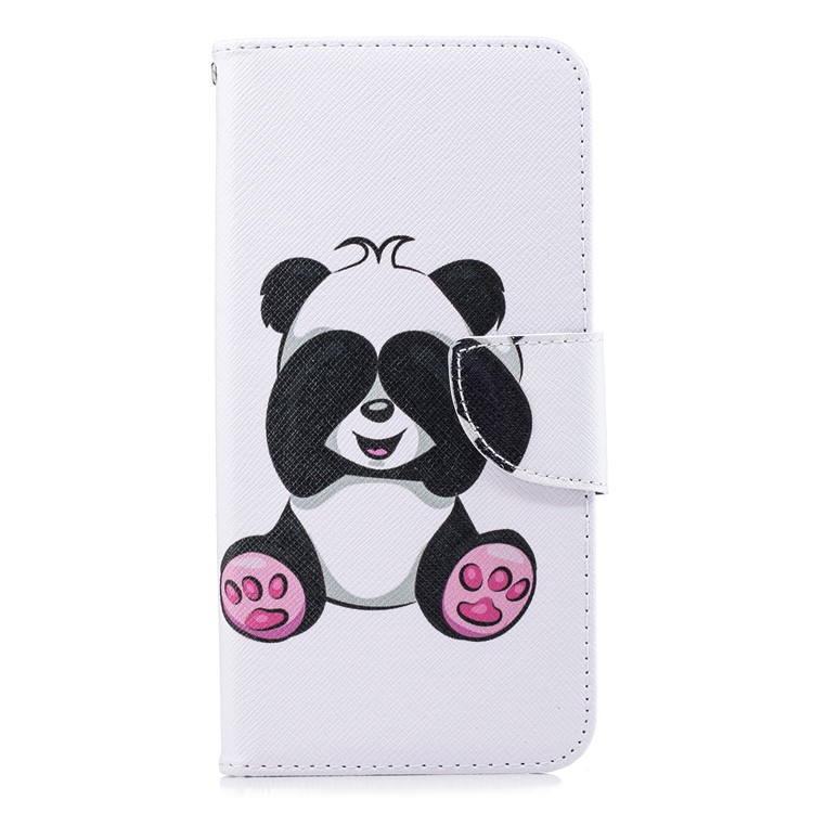 Carteira De Couro De Impressão Padrão Carteira Móvel Para Samsung Galaxy J6 + / J6 Prime - Panda Bonito-2