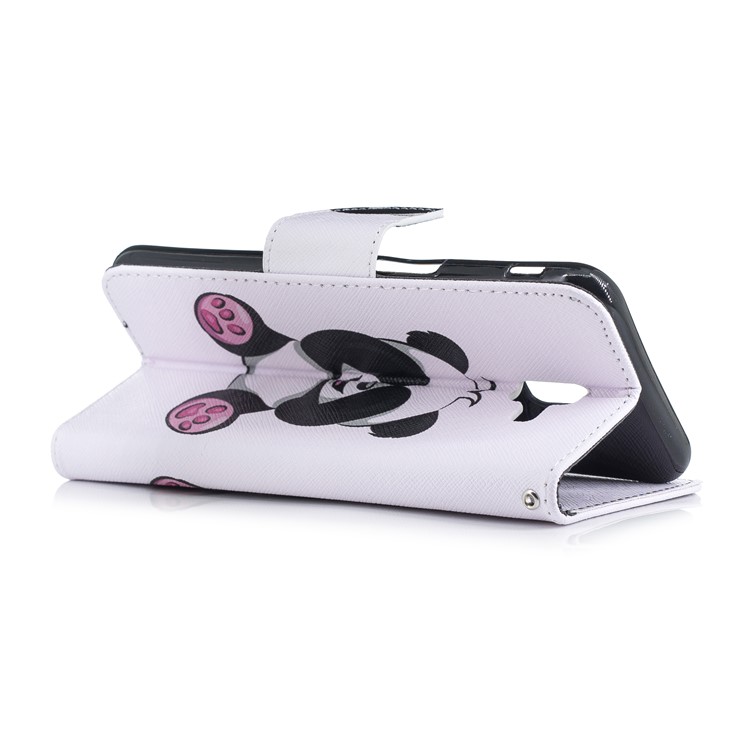 Carteira De Couro De Impressão Padrão Carteira Móvel Para Samsung Galaxy J6 + / J6 Prime - Panda Bonito-4