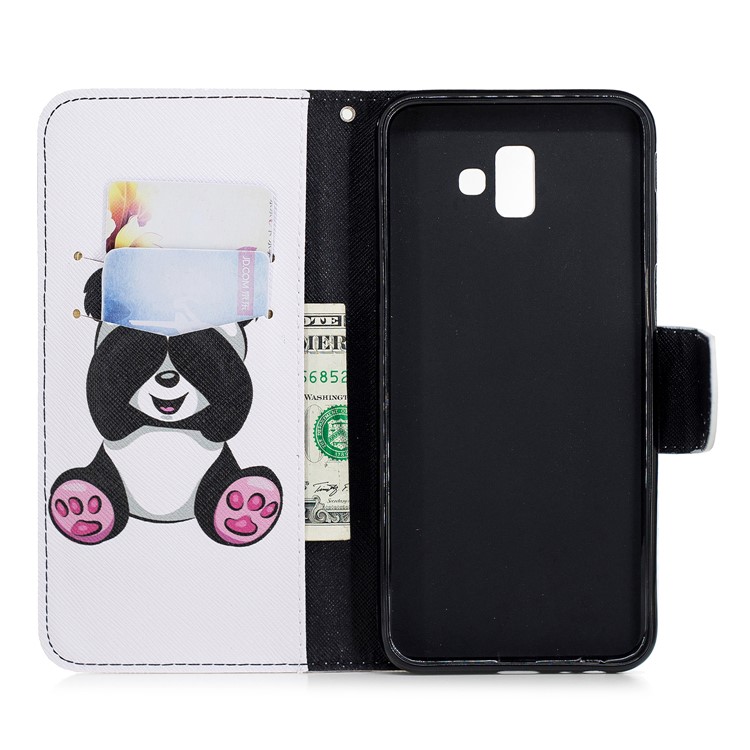 Carteira De Couro De Impressão Padrão Carteira Móvel Para Samsung Galaxy J6 + / J6 Prime - Panda Bonito-8