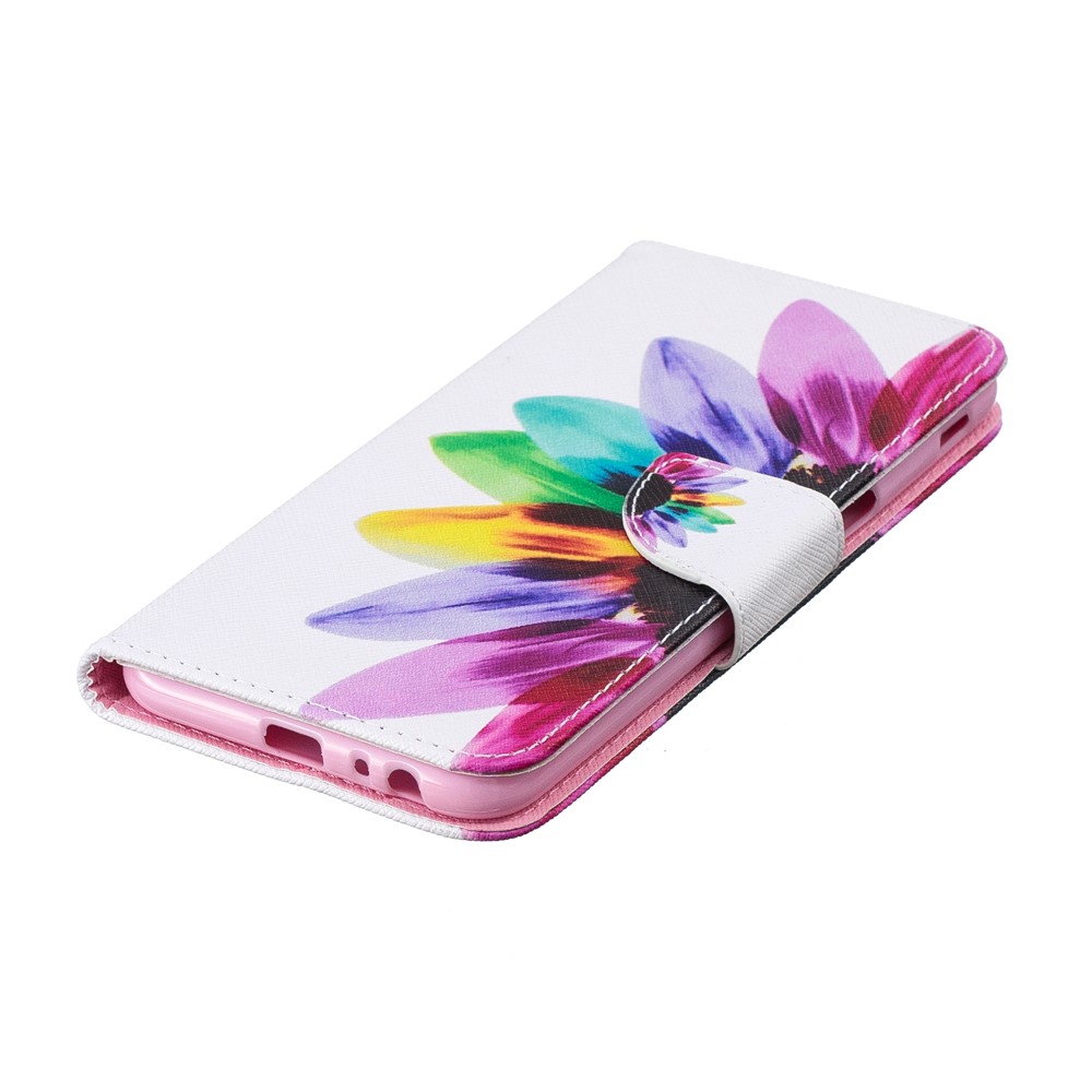 Custodia di Flip in Pelle Per la Stampa Del Motivo Per Samsung Galaxy J6+ / J6 Prime - Petali Colorati