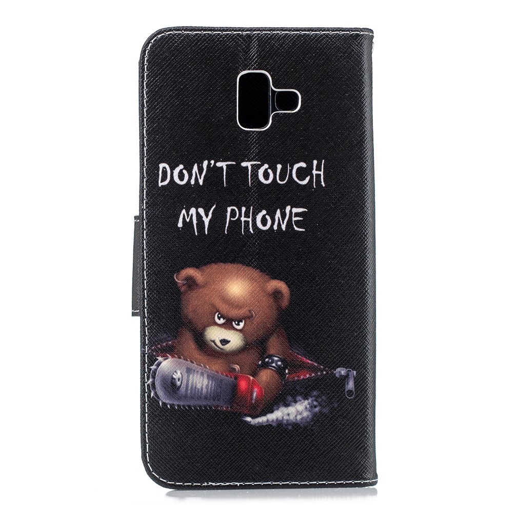 Carteira Modelada Suporte Capa De Telefone De Couro Para Samsung Galaxy J6 + / J6 Prime - Urso Pardo E Não Toque No Meu Telefone-3